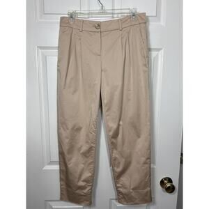 Kate Spade NY Tan Cotton Wide Leg Crop Pant Trousers 2 Capsule Old Money